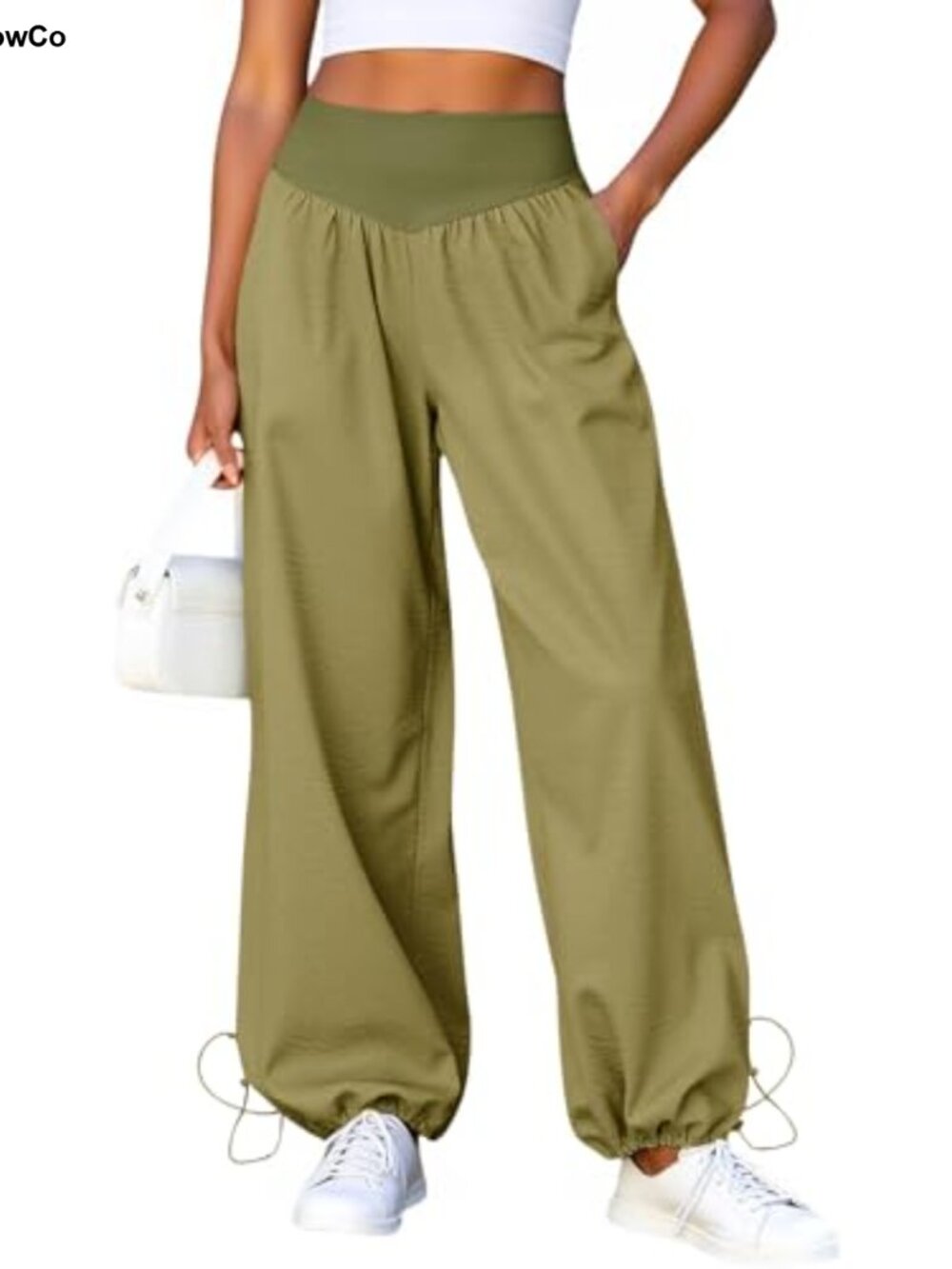 Womens Wide Leg High Waist Baggy Track Pants Drawstring Lounge
